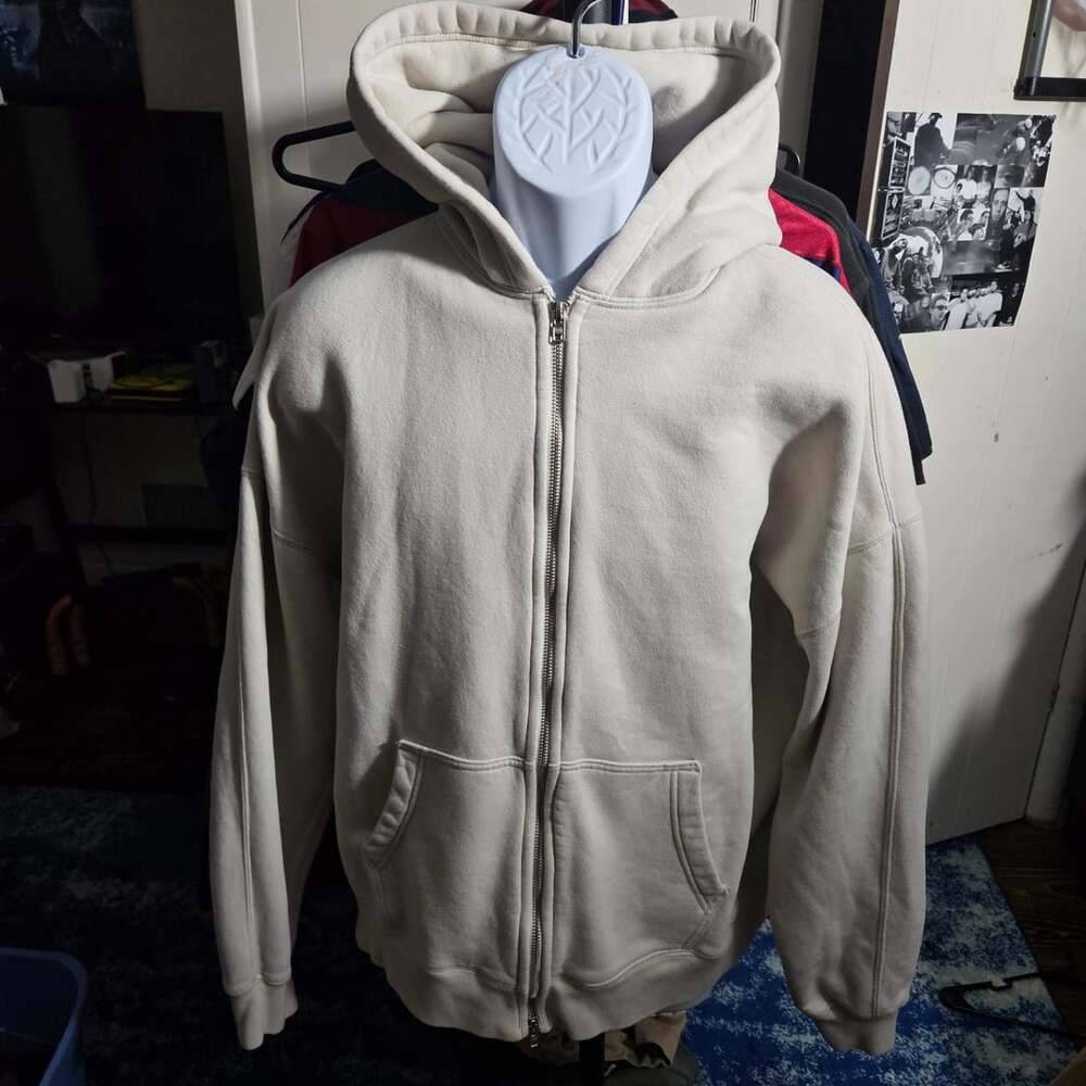 Abercrombie & Fitch Soft A&F Fleece Oversized Full-Zip Hoodie Cream Size L